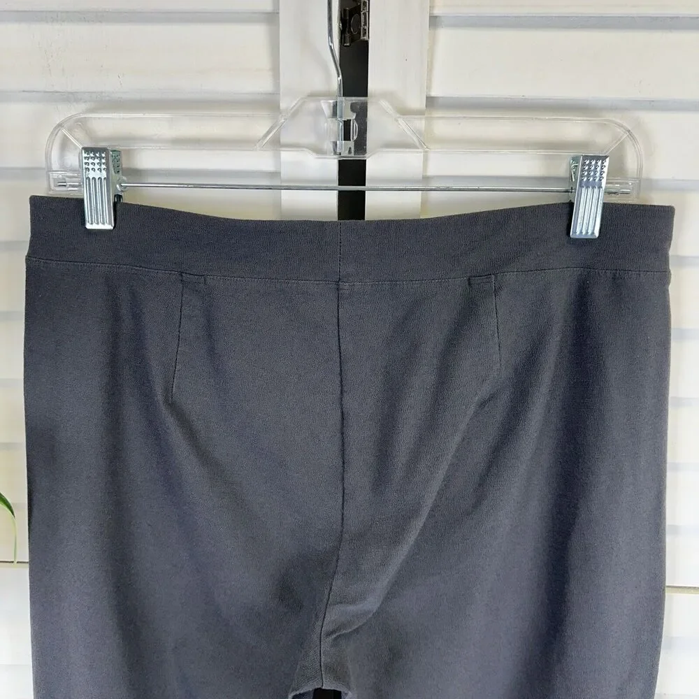 Elieen Fisher Gray Washable Stretch Crepe Pants Slim‎ Fit Ankle Pull On Size M